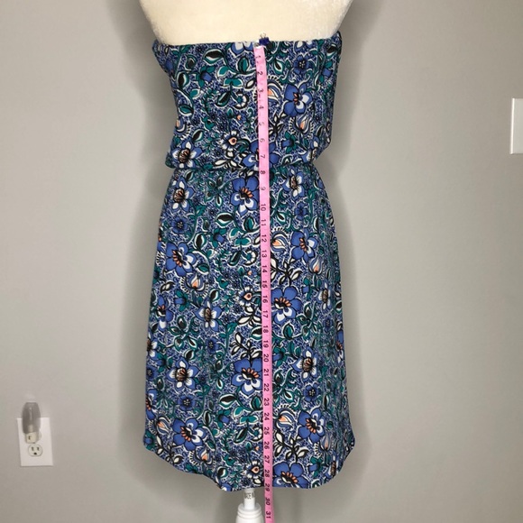 Express Strapless Asymmetrical Floral Dress Size Small - Picture 6 of 9